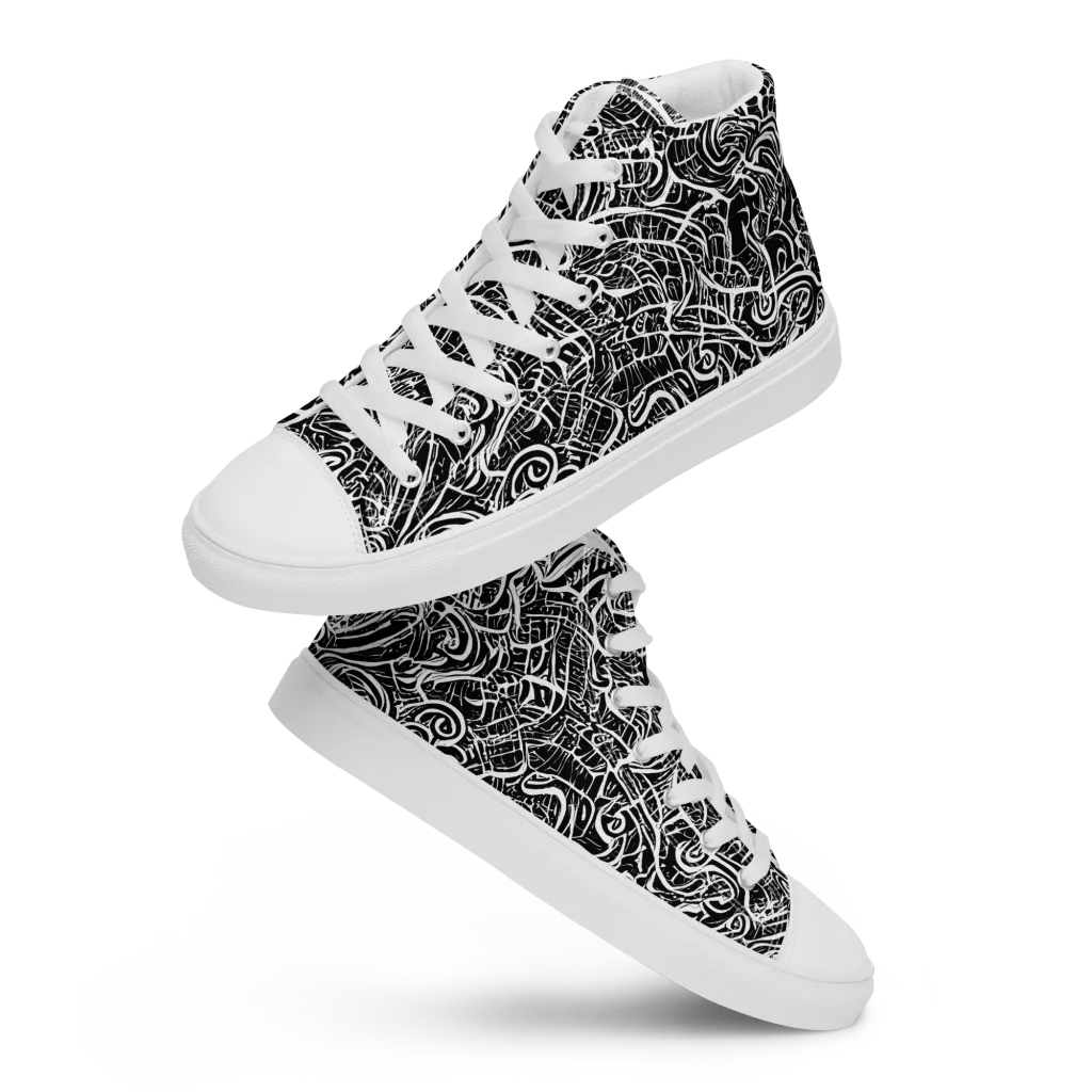 Inkstorm Reverie on Men's High Top Canvas Shoes — Front
