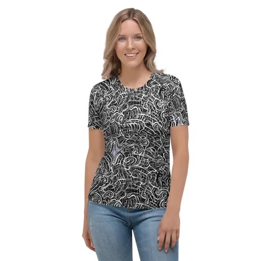 Inkstorm Reverie on a Women's Crew Neck T-Shirt