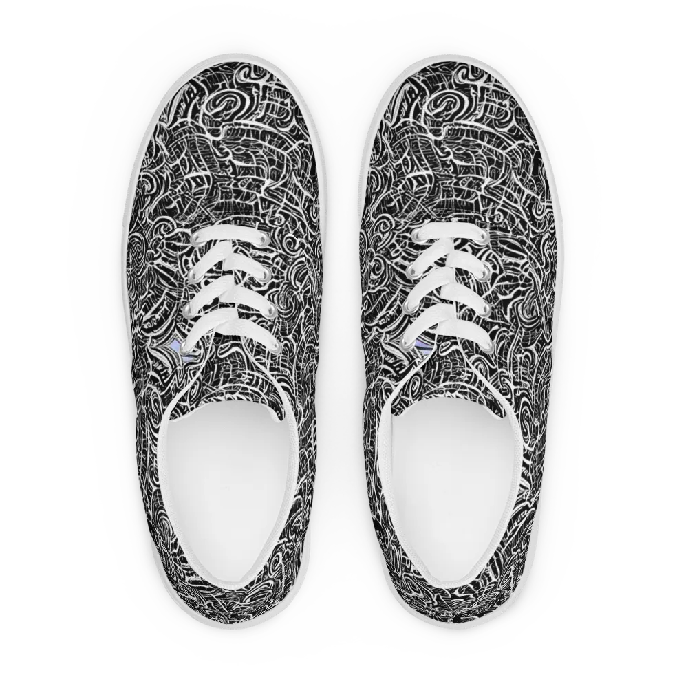 Inkstorm Reverie on Men's Lace-Up Canvas Shoes — Front