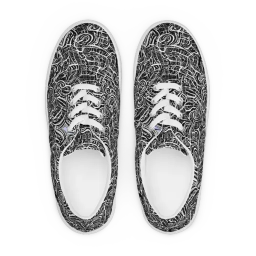 Inkstorm Reverie on a Men's Lace-Up Canvas Shoes