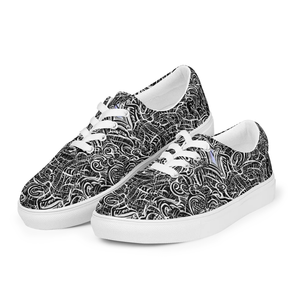 Inkstorm Reverie on Men's Lace-Up Canvas Shoes — Left Front