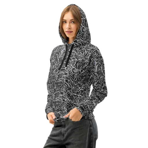 Inkstorm Reverie on a Cotton Hoodie