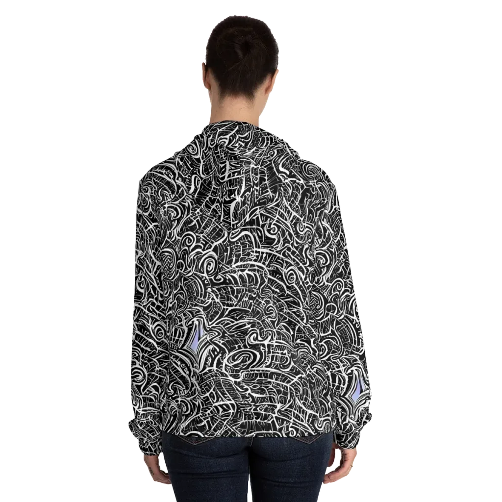 Inkstorm Reverie on Women's Full-Zip Hoodie — Back On Person