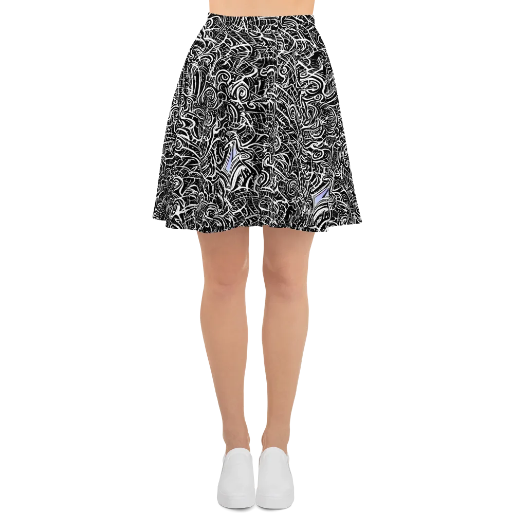 Inkstorm Reverie on Skater Skirt — Front