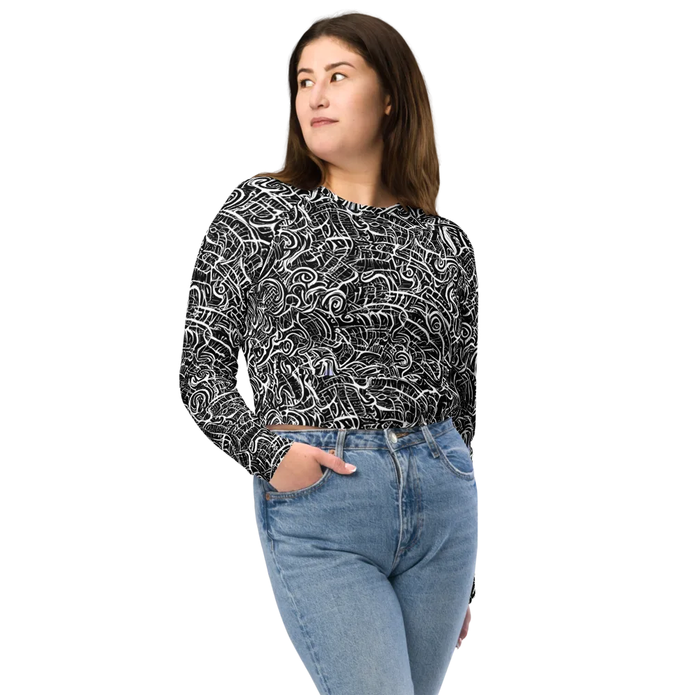 Inkstorm Reverie on Long Sleeve Crop Top — Front