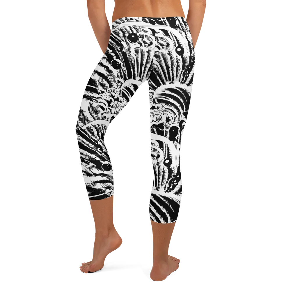 Ink Jungle on Capri Leggings — Back