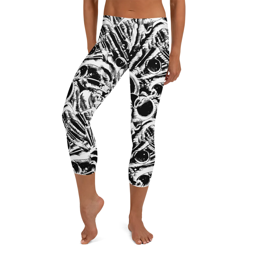 Ink Jungle on Capri Leggings — Front