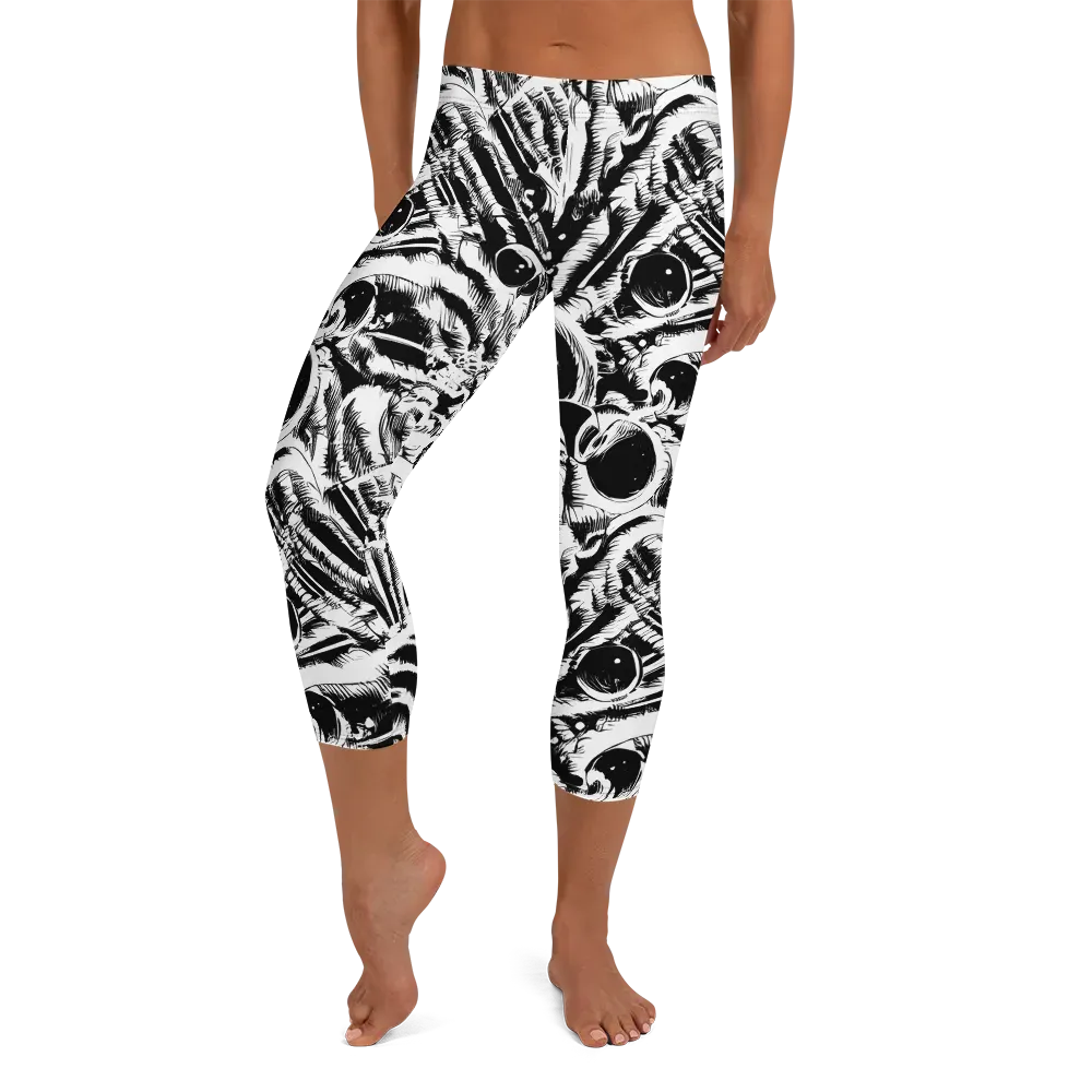 Ink Jungle on Capri Leggings — Front