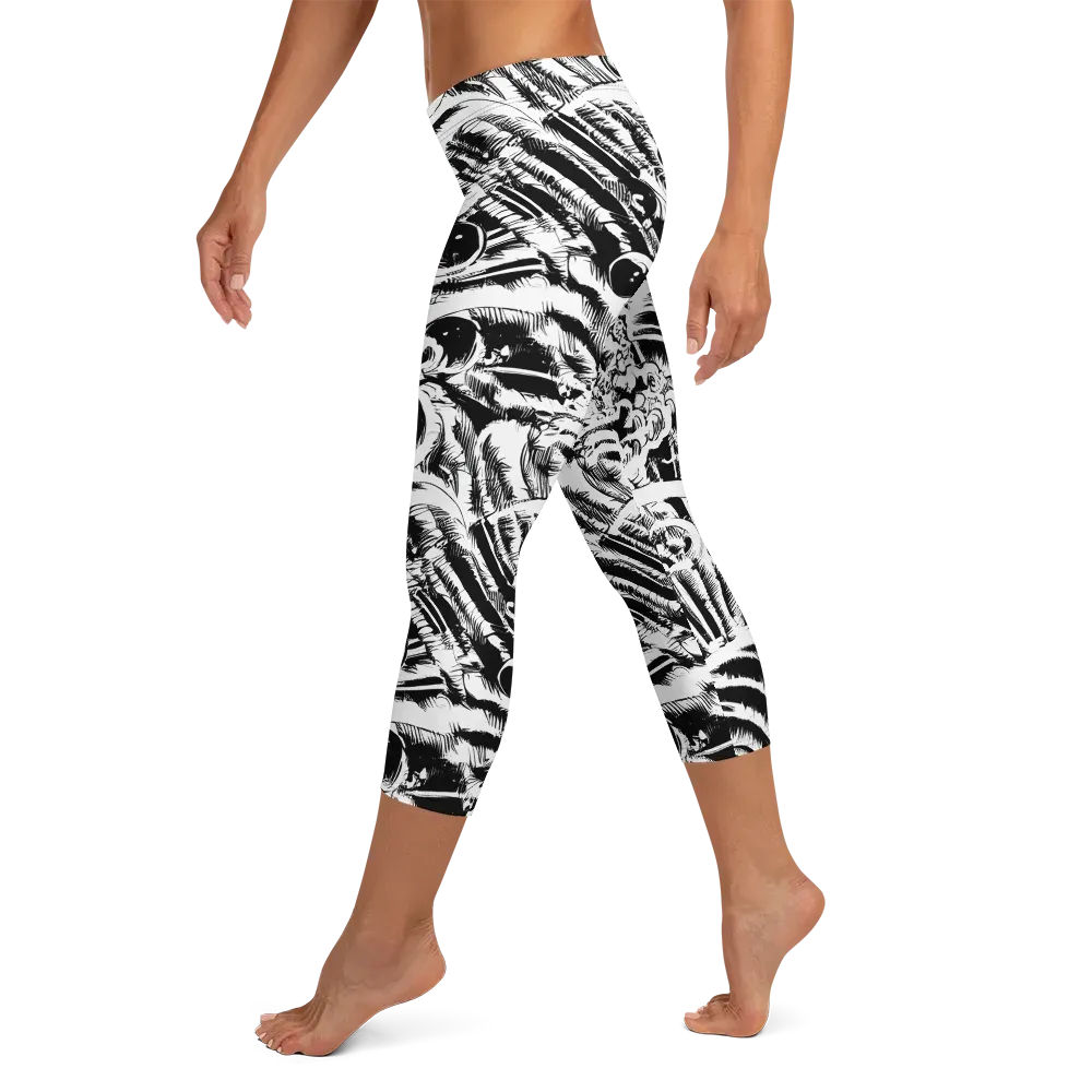 Ink Jungle on Capri Leggings — Left