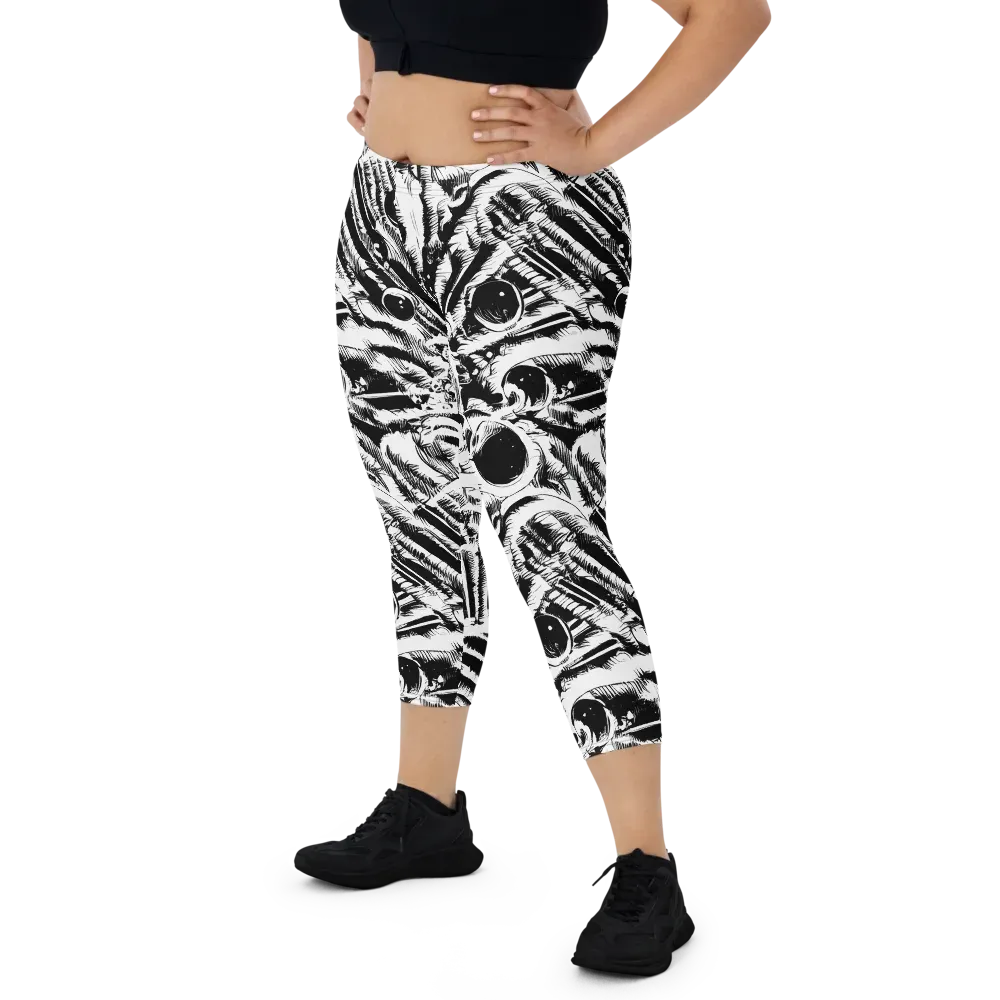 Ink Jungle on Capri Leggings — Front