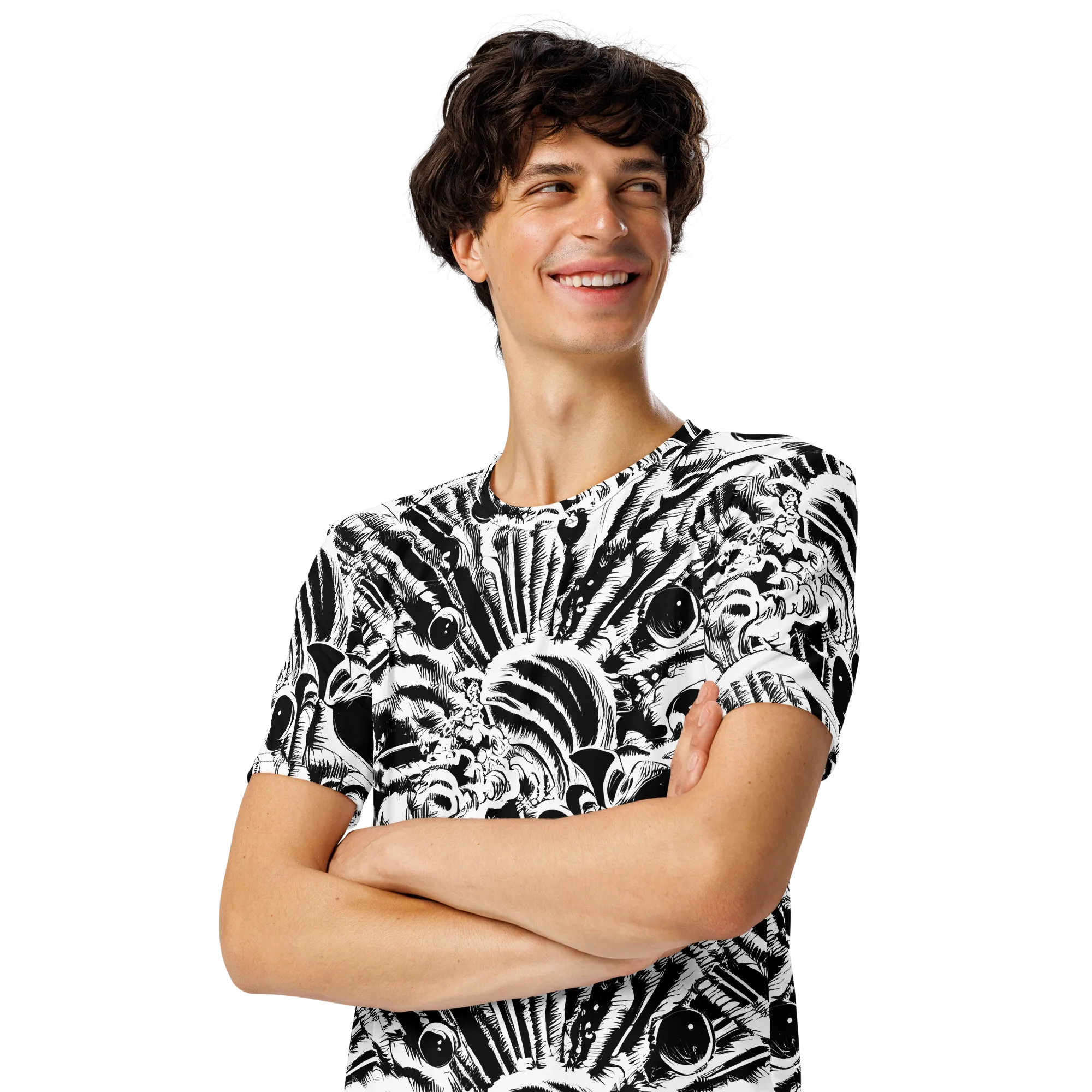 Ink Jungle on Men's Crew Neck T-Shirt — Left Front