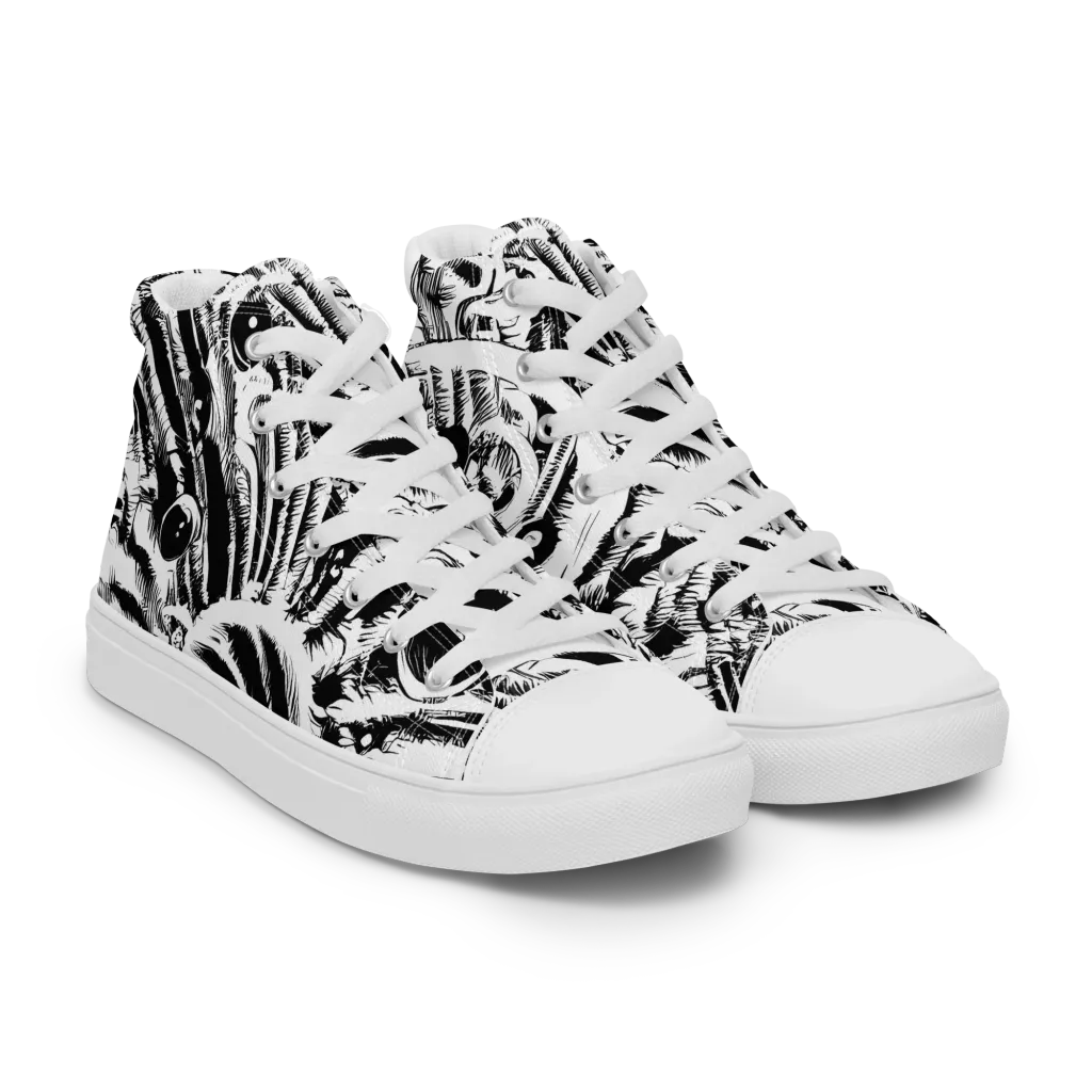 Ink Jungle on Men's High Top Canvas Shoes — Right Front