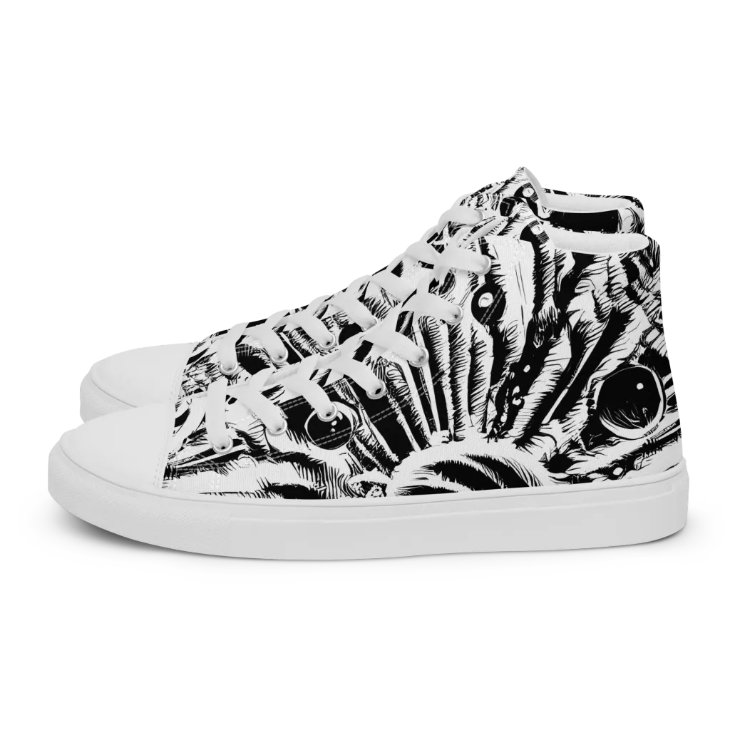 Ink Jungle on Men's High Top Canvas Shoes — Left