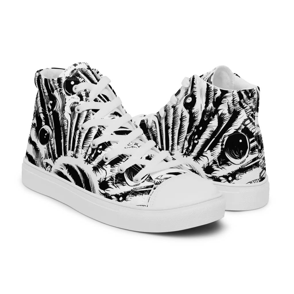 Ink Jungle on Men's High Top Canvas Shoes — Right