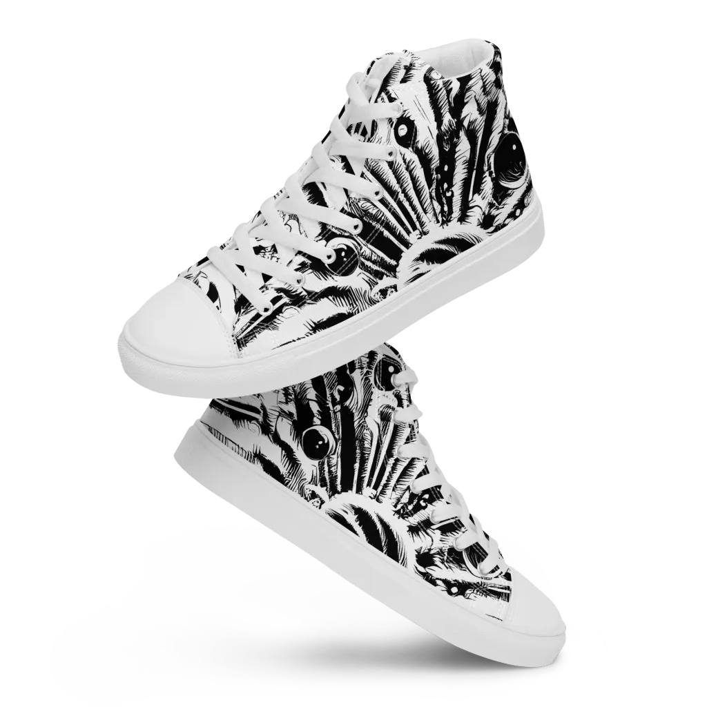 Ink Jungle on Men's High Top Canvas Shoes — Front