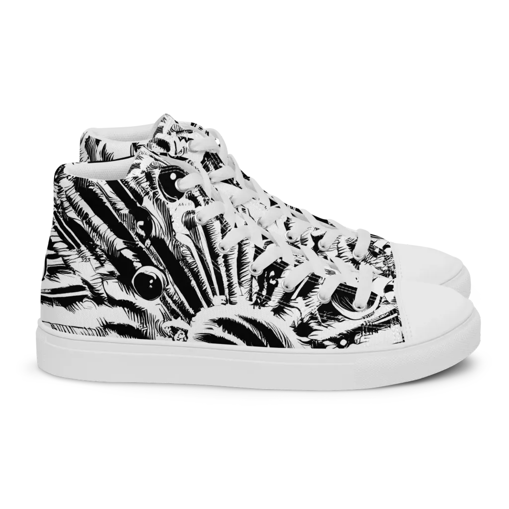 Ink Jungle on Women's High Top Canvas Shoes — Right
