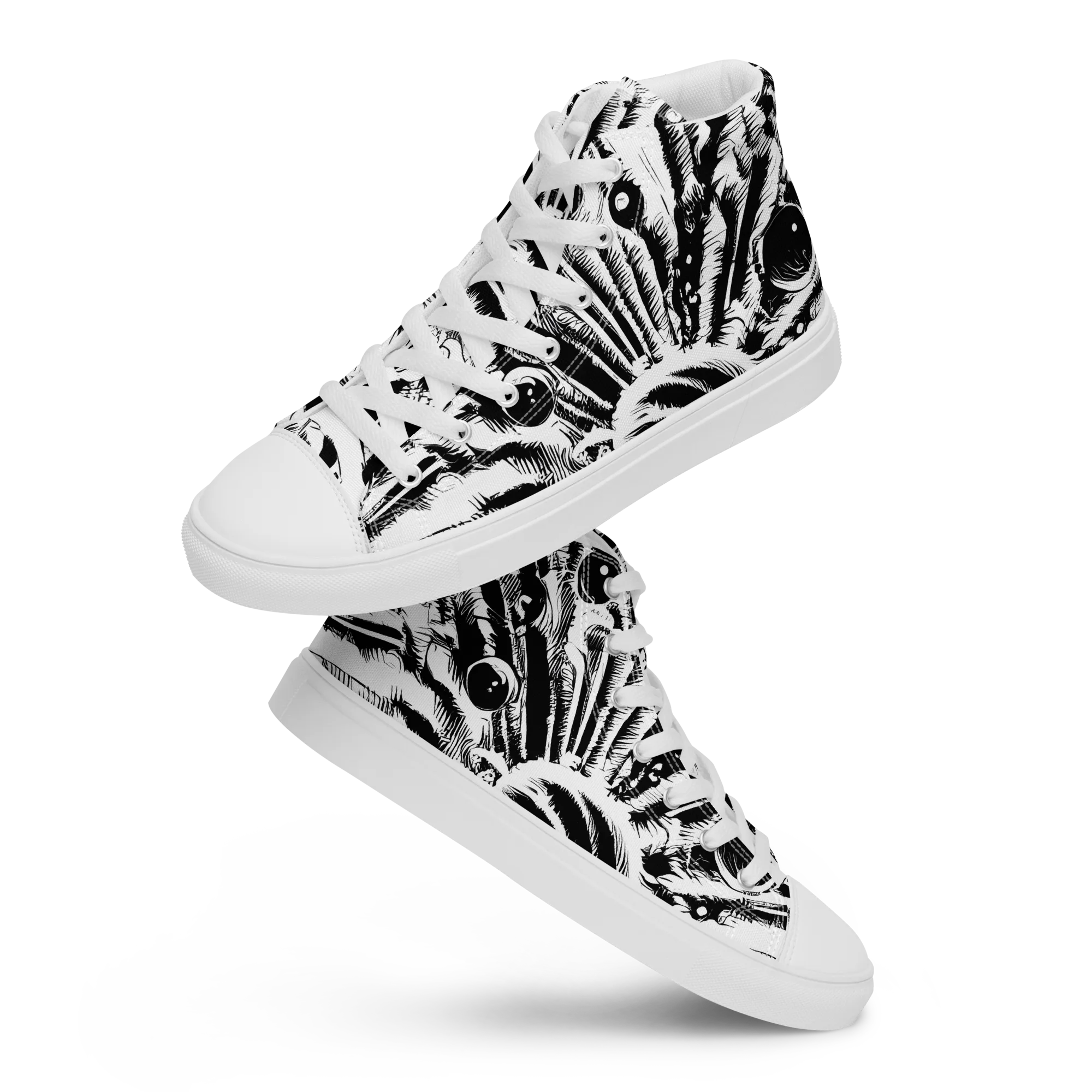 Ink Jungle on Women's High Top Canvas Shoes — Front