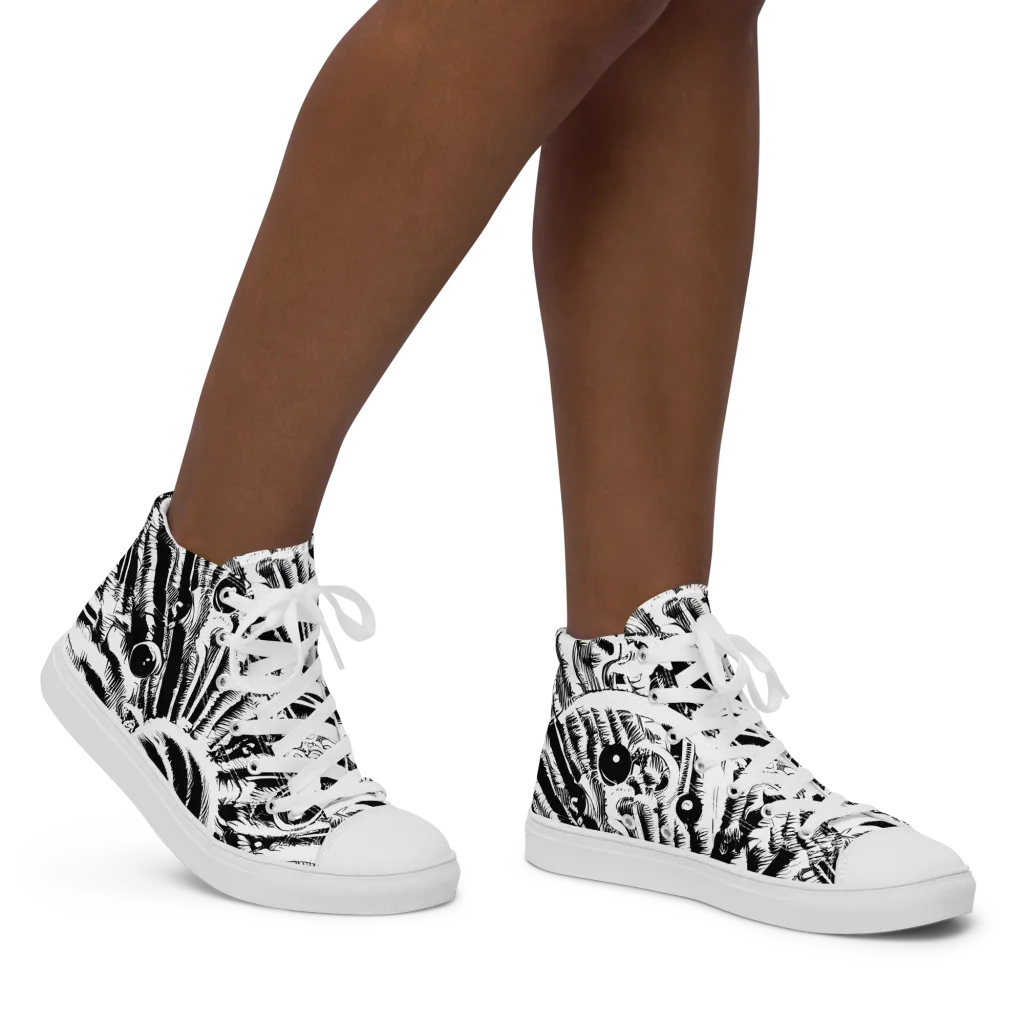 Ink Jungle on Women's High Top Canvas Shoes — Right