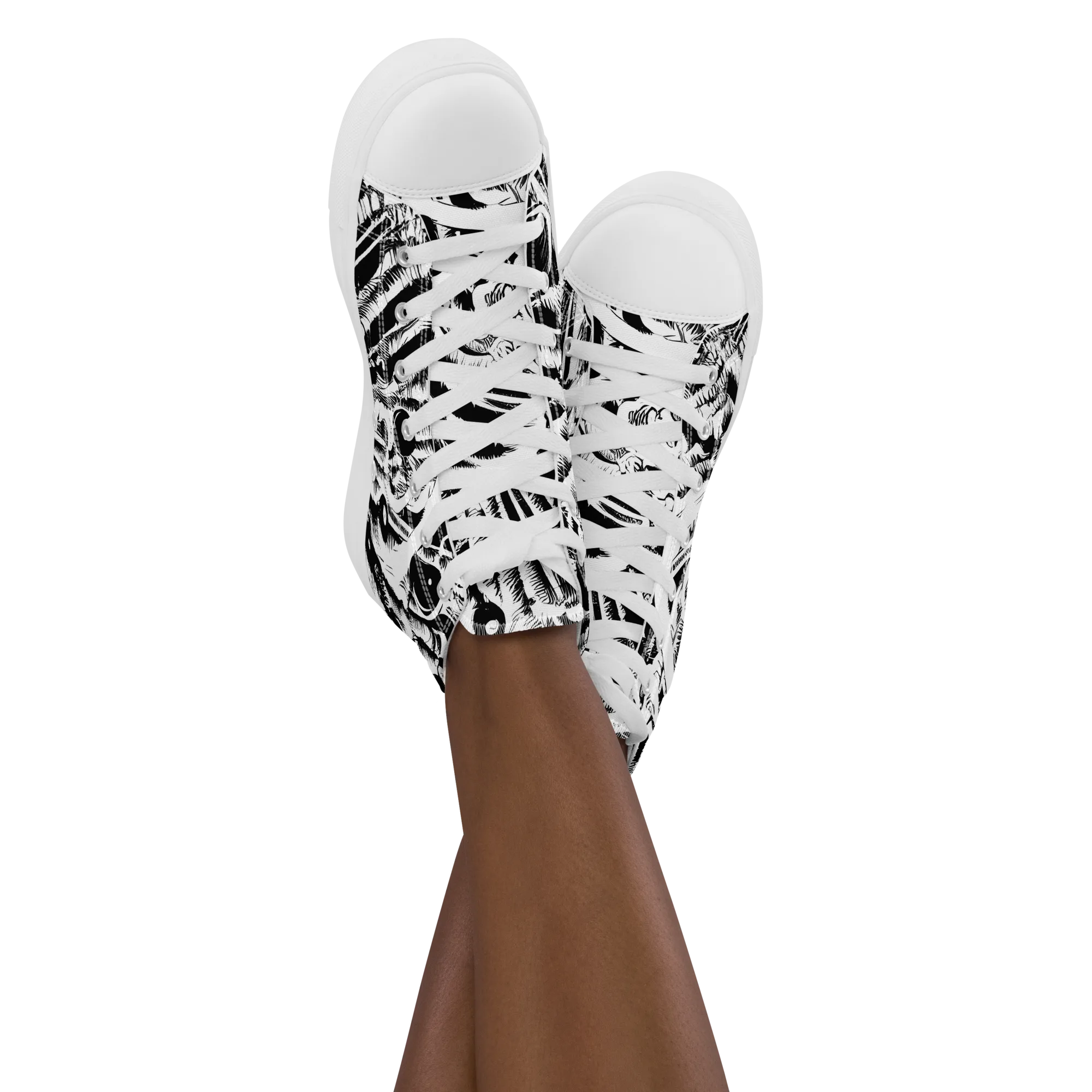 Ink Jungle on Women's High Top Canvas Shoes — Front
