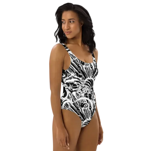 Ink Jungle on a One-Piece Swimsuit
