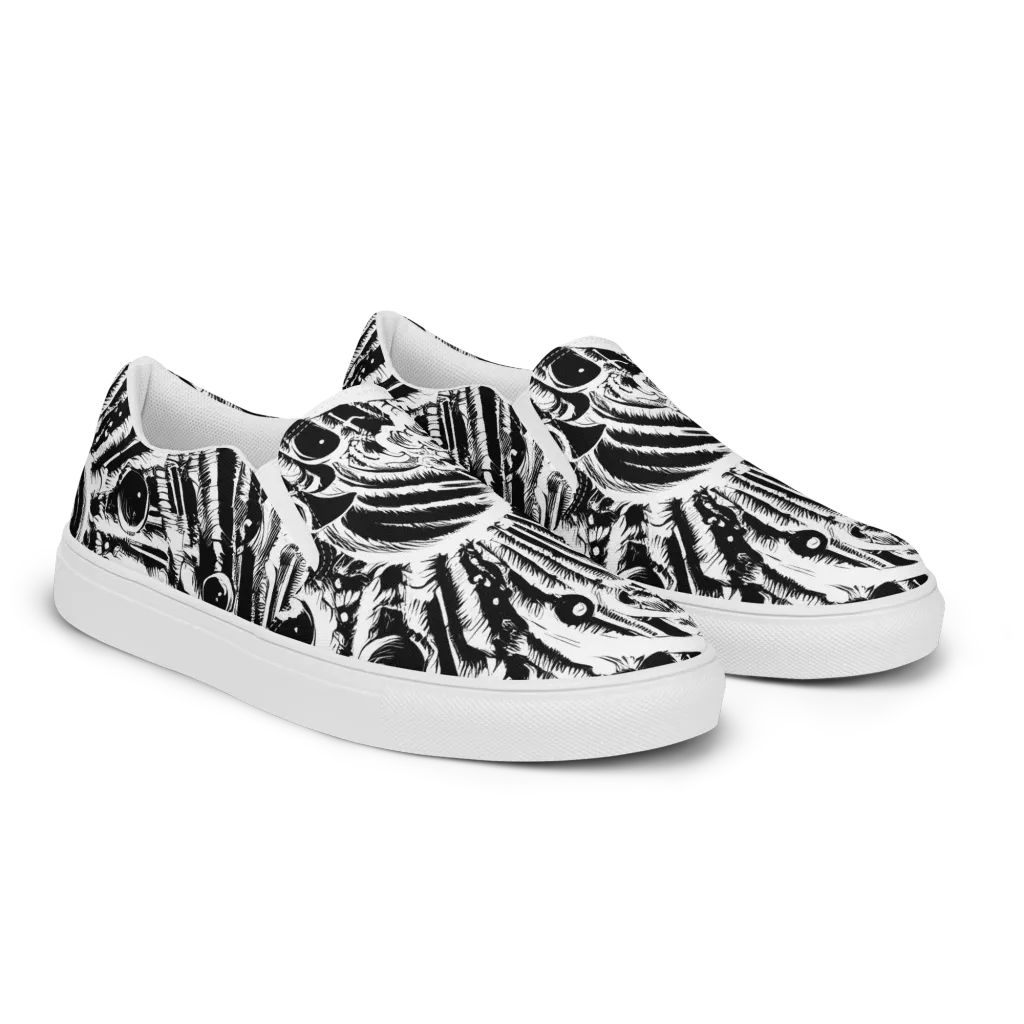 Ink Jungle on Women's Slip-On Canvas Shoes — Right Front