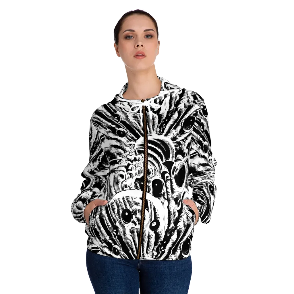 Ink Jungle on Women's Full-Zip Hoodie — Front On Person
