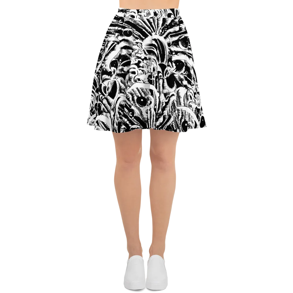 Ink Jungle on Skater Skirt — Front