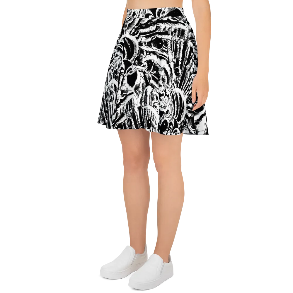 Ink Jungle on Skater Skirt — Left