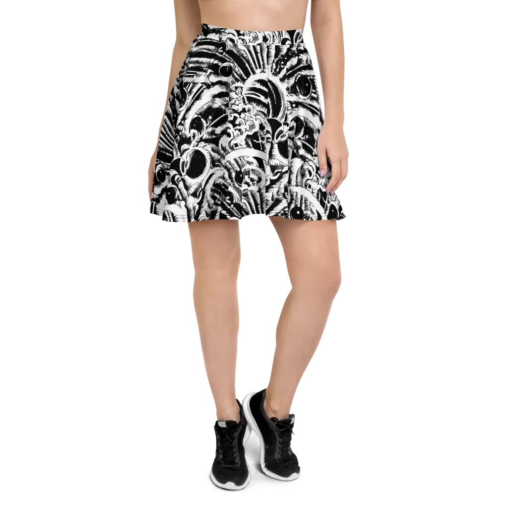 Ink Jungle on Skater Skirt — Front