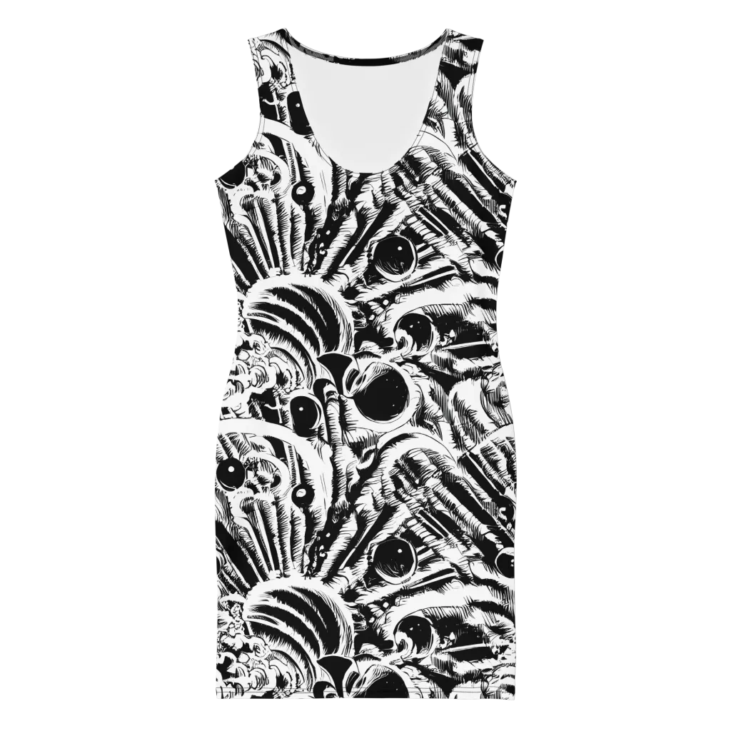 Ink Jungle on Bodycon Dress — Front