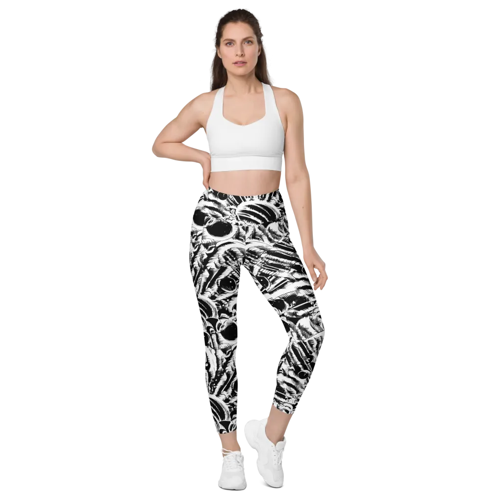Ink Jungle on Leggings with Pockets — Front