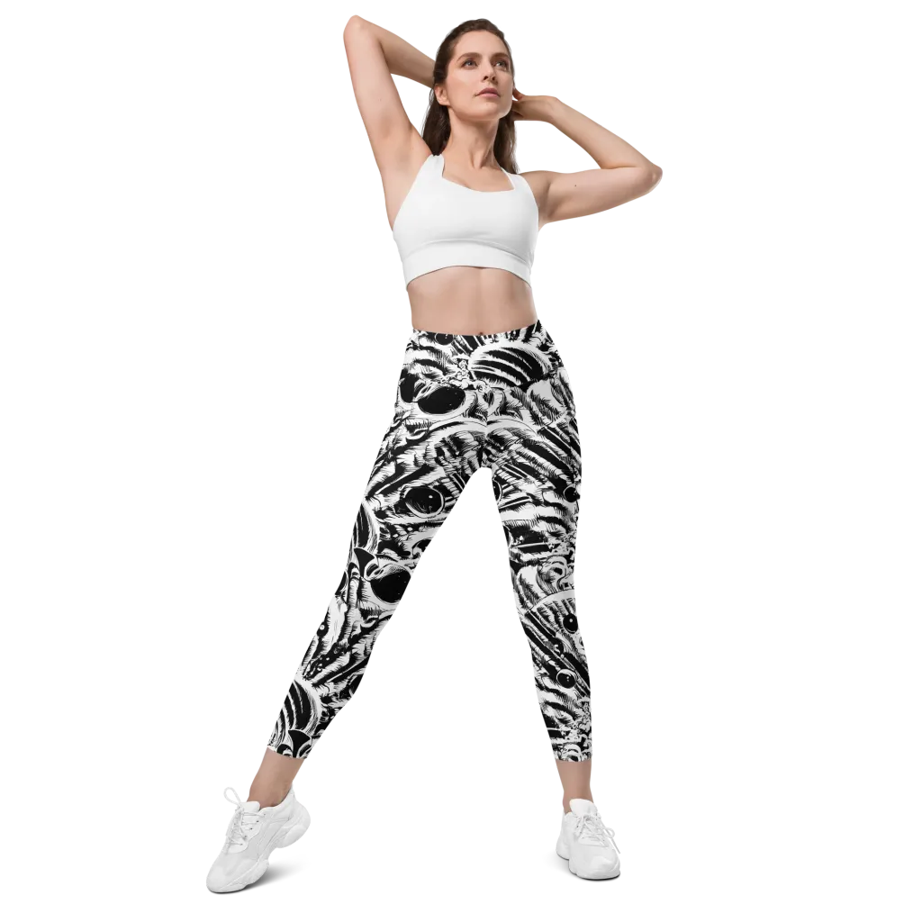 Ink Jungle on Leggings with Pockets — Front