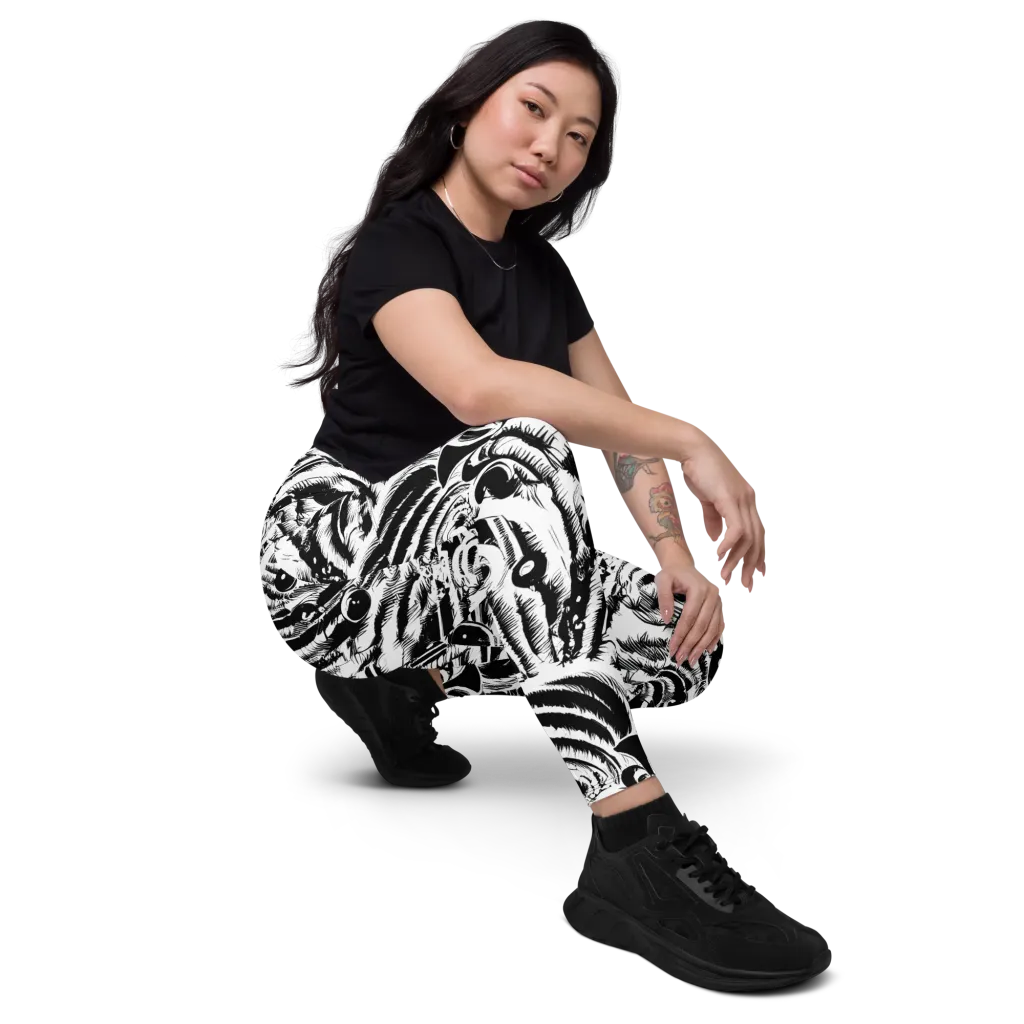 Ink Jungle on Leggings with Pockets — Right Front