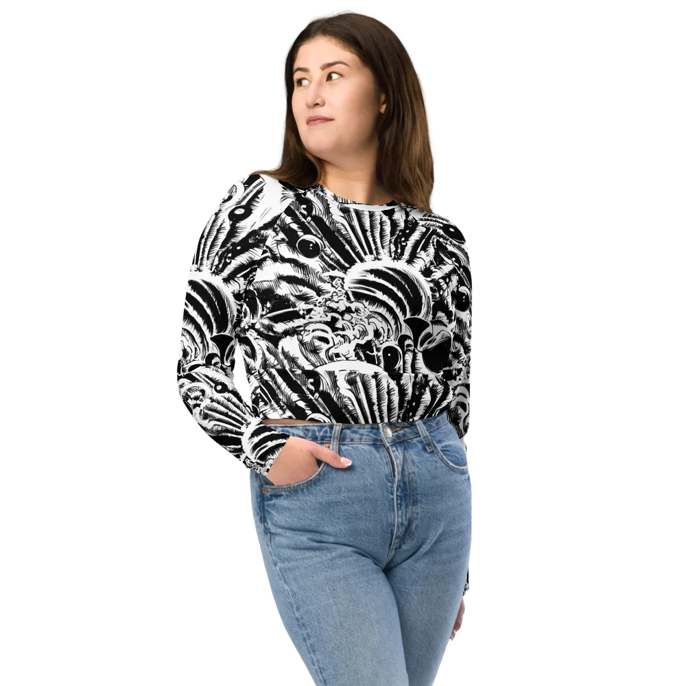 Ink Jungle on Long Sleeve Crop Top — Front