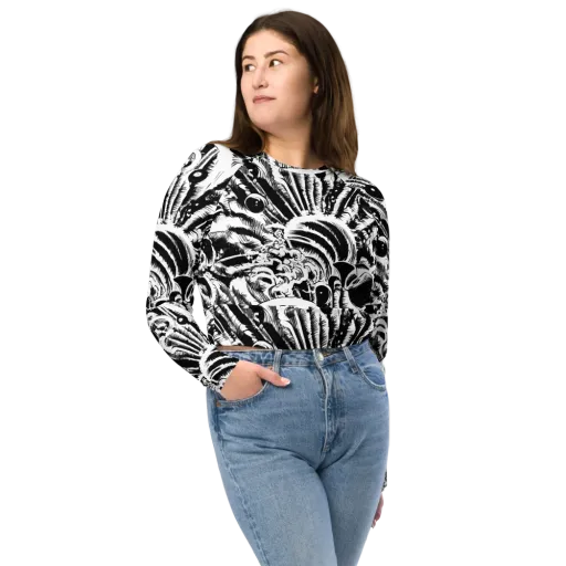Ink Jungle on a Long Sleeve Crop Top