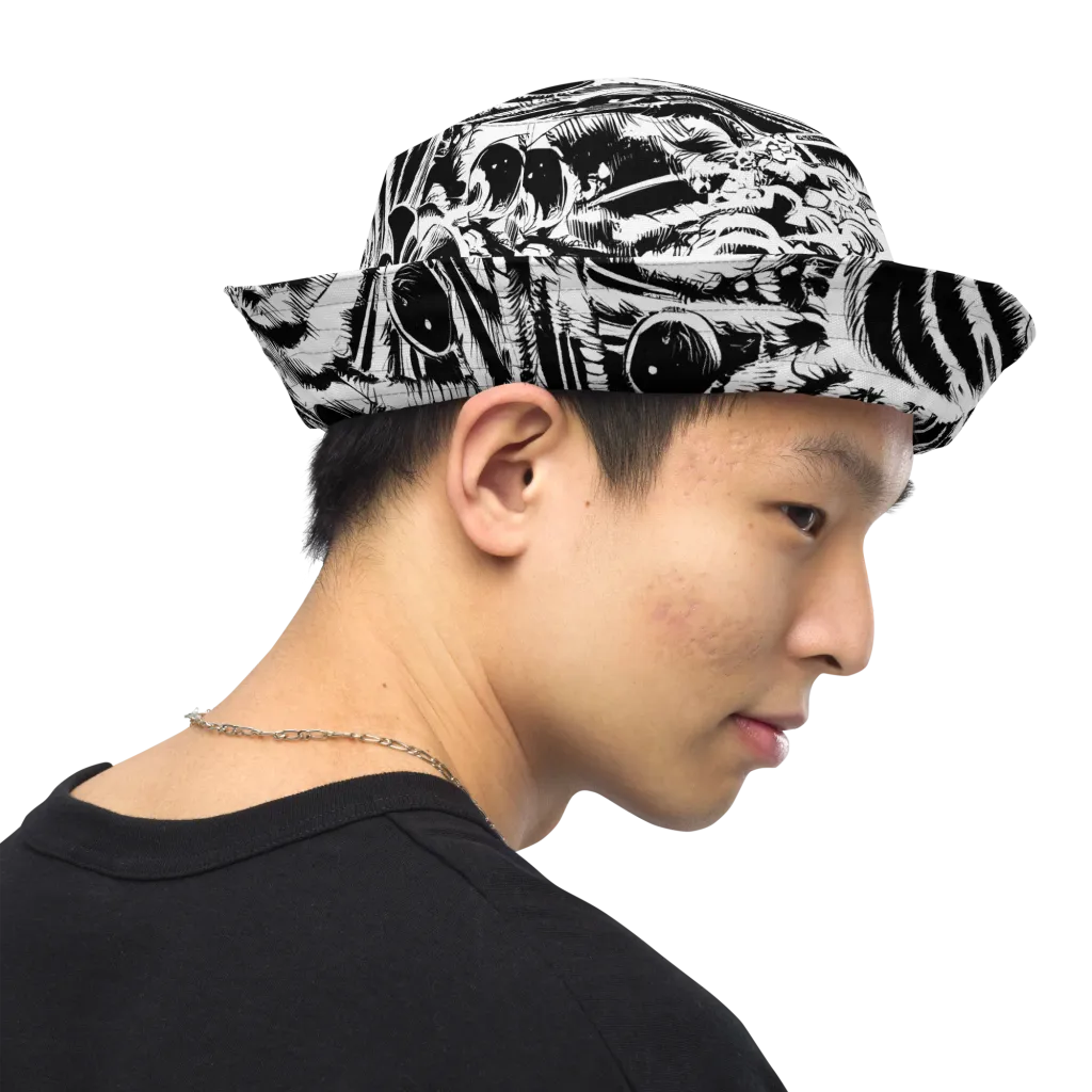 Ink Jungle on Reversible Bucket Hat — Right Outside