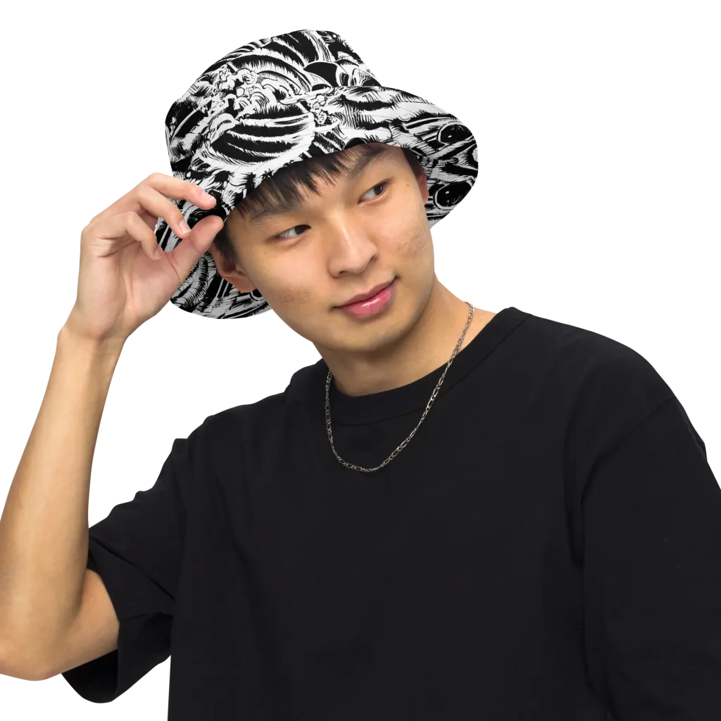Ink Jungle on Reversible Bucket Hat — Front Inside
