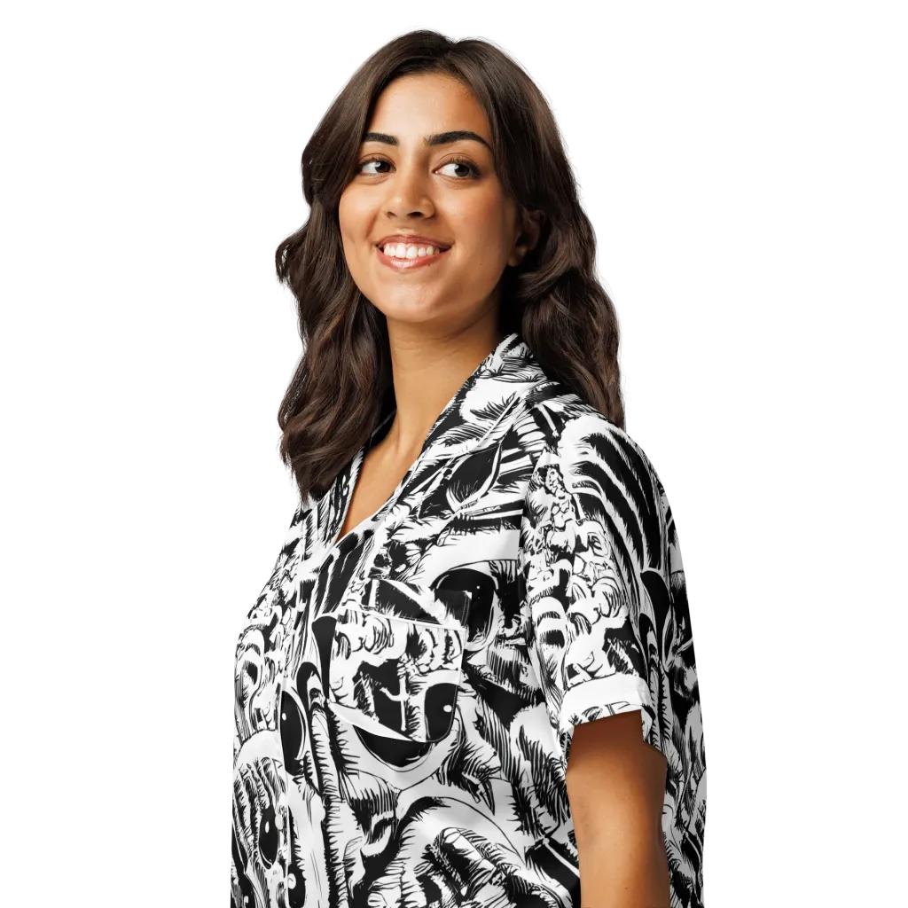 Ink Jungle on Women's Short Sleeve Pajama Top — Left Front
