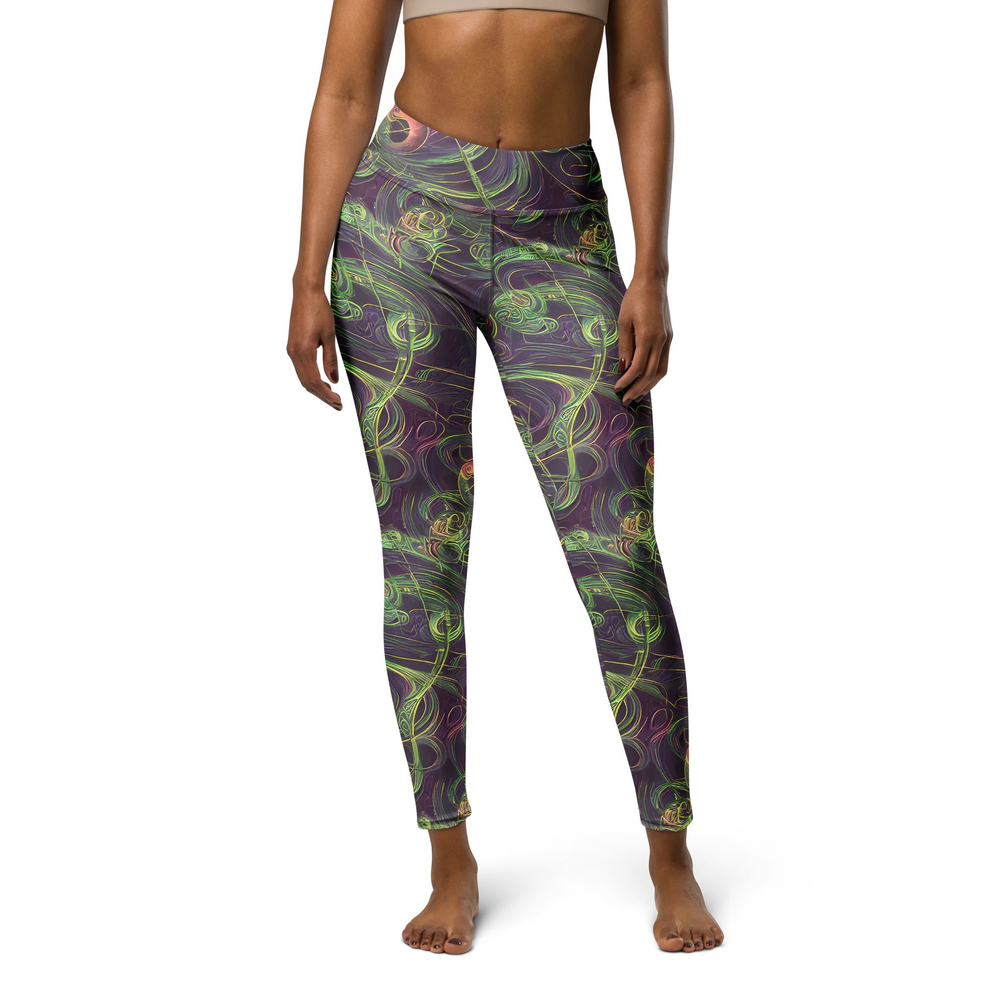 Chromatic Creeper on Yoga Leggings — Front