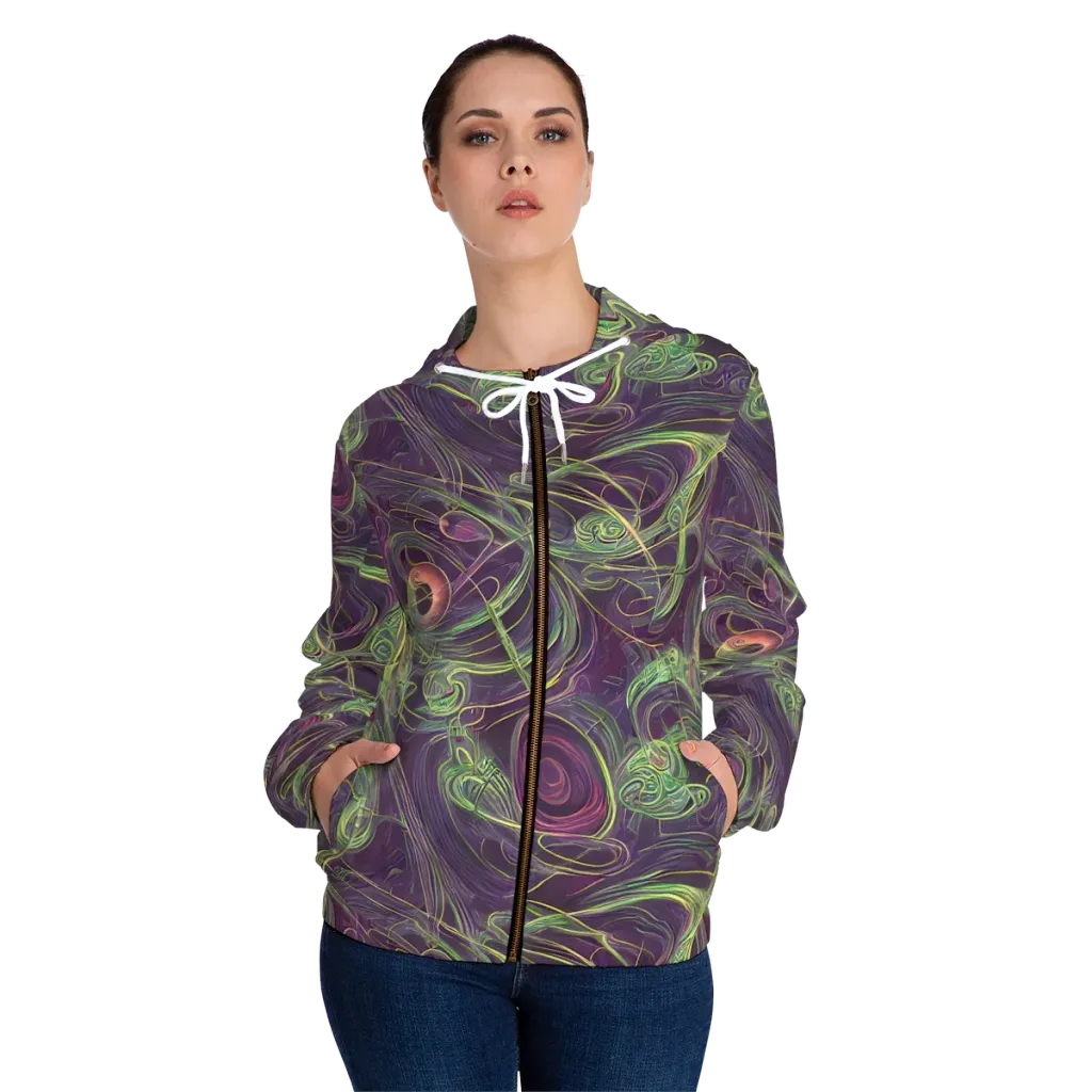 Chromatic Creeper on Women's Full-Zip Hoodie — Front On Person