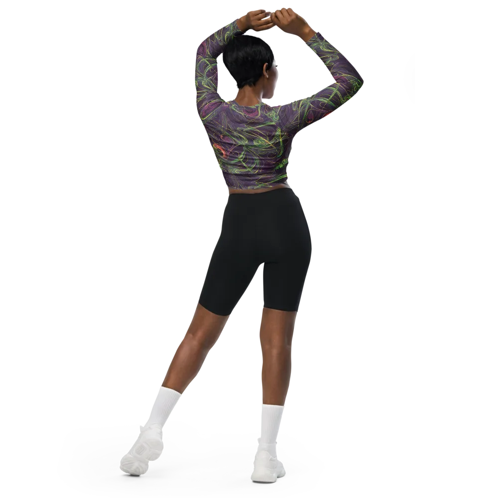 Chromatic Creeper on Long Sleeve Crop Top — Back