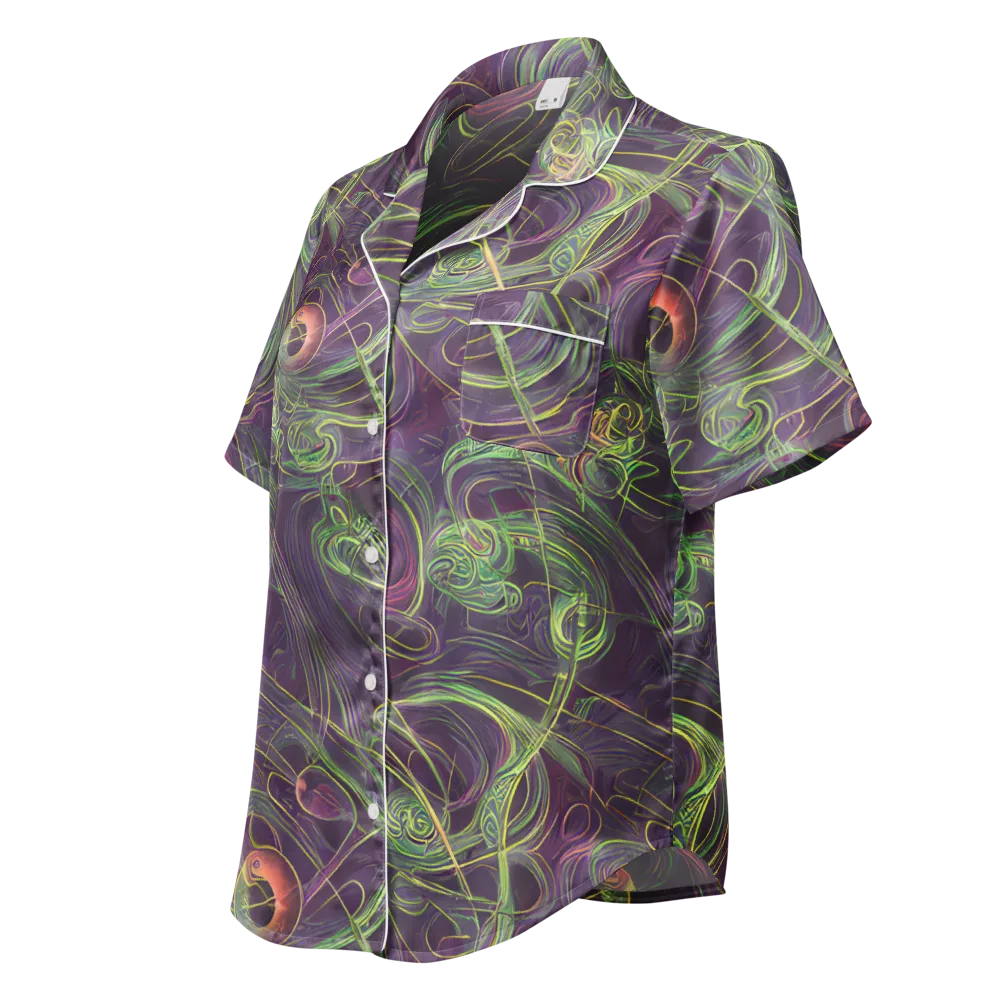 Chromatic Creeper on Women's Short Sleeve Pajama Top — Left Front
