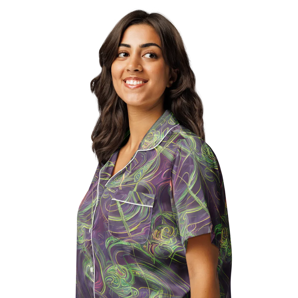Chromatic Creeper on Women's Short Sleeve Pajama Top — Left Front