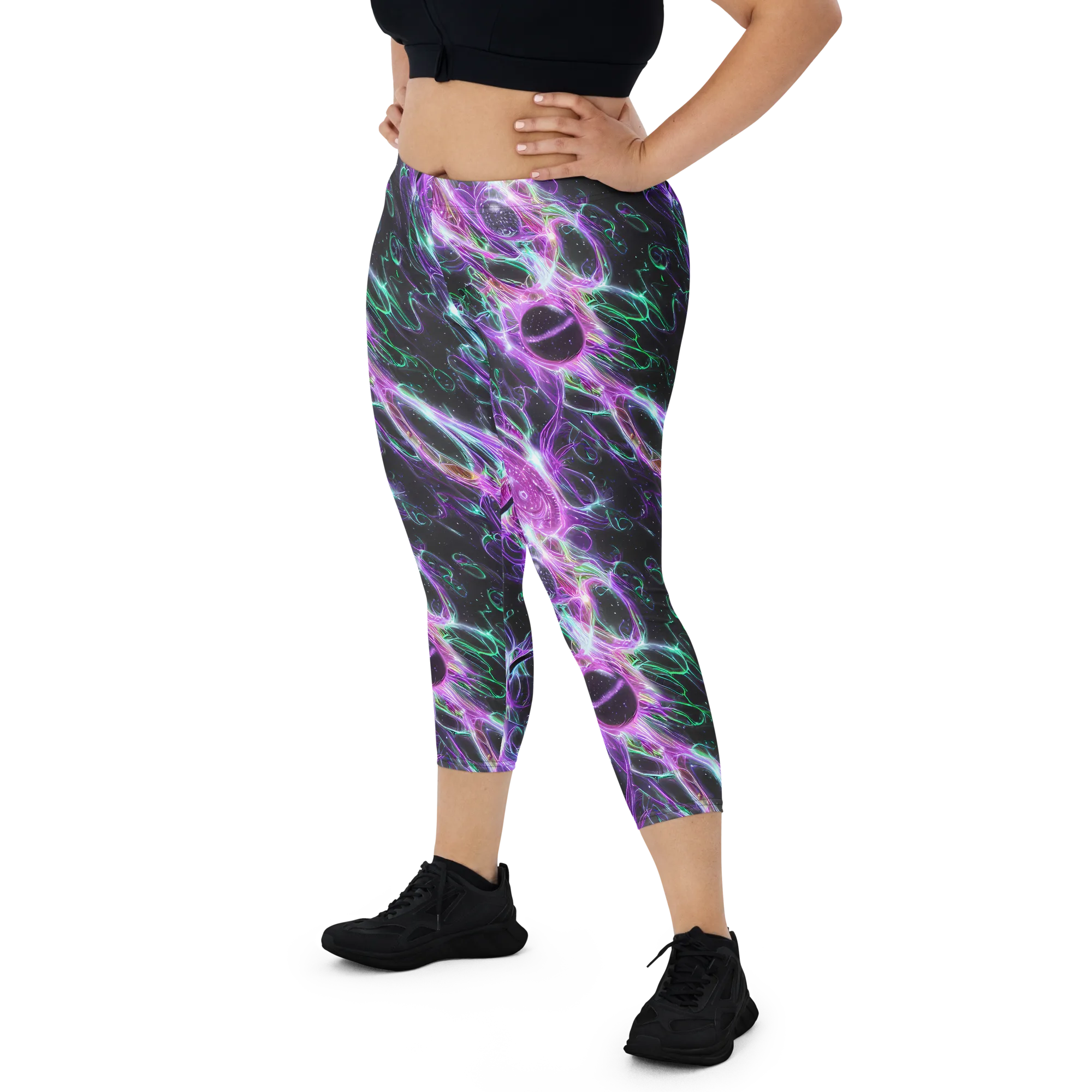 Astral Garden on Capri Leggings — Front