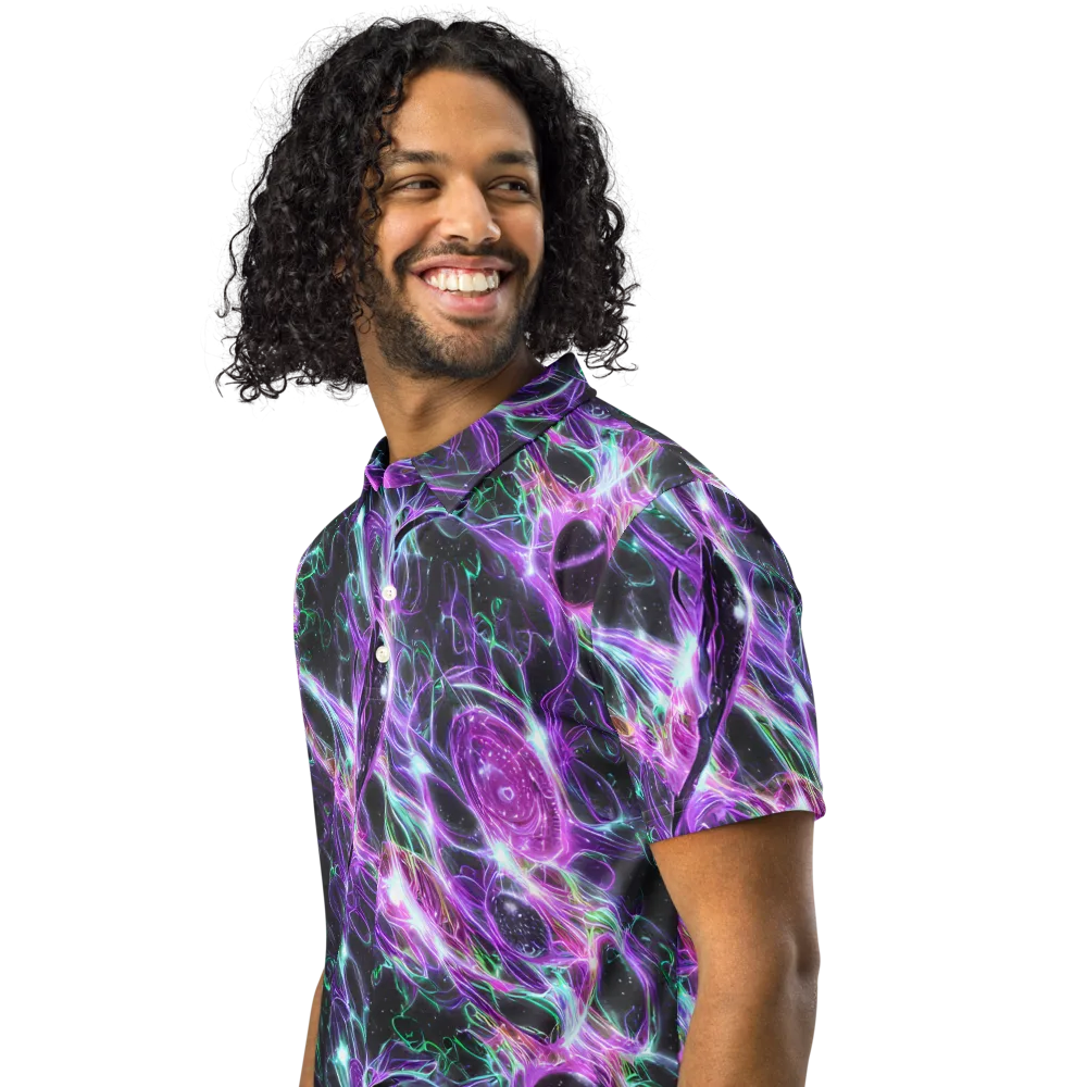 Astral Garden on Men's Slim Fit Polo Shirt — Left Front