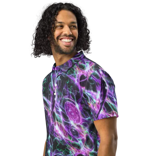 Astral Garden on a Men's Slim Fit Polo Shirt