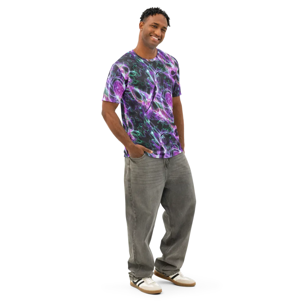 Astral Garden on Men's Cotton Crew Neck T-Shirt — Right Front