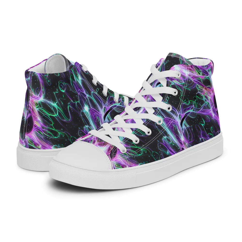 Astral Garden on Men's High Top Canvas Shoes — Left