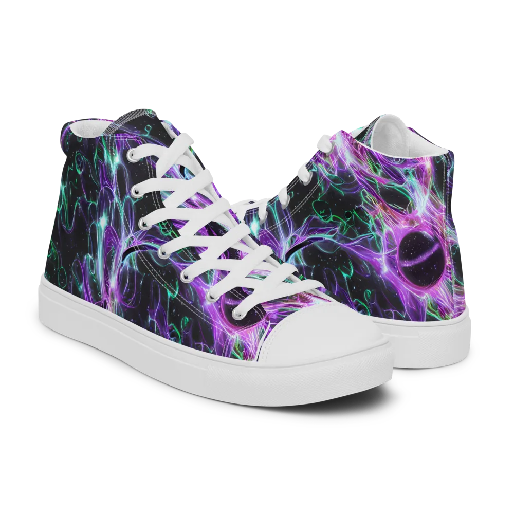 Astral Garden on Men's High Top Canvas Shoes — Right
