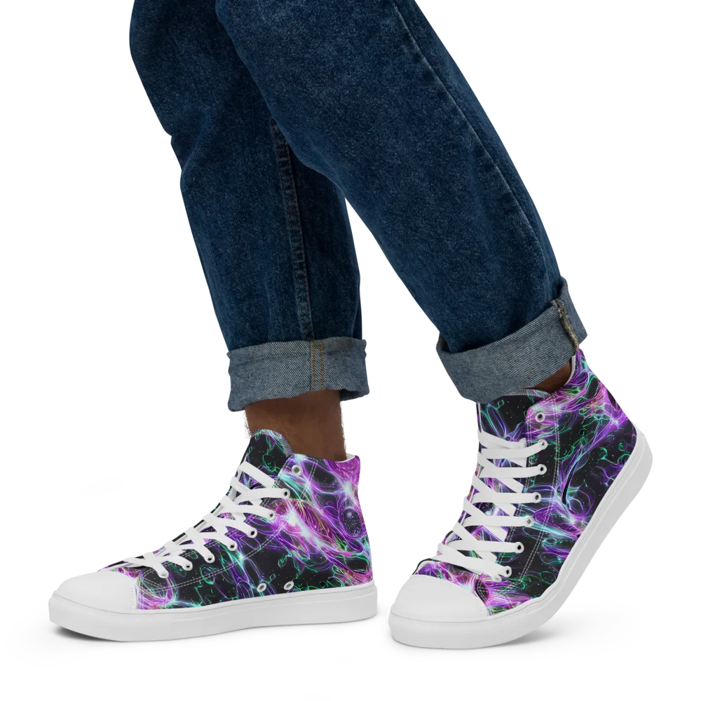 Astral Garden on Men's High Top Canvas Shoes — Left